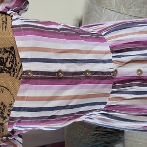 Aeropostale Purple Striped Off Shoulder Dress